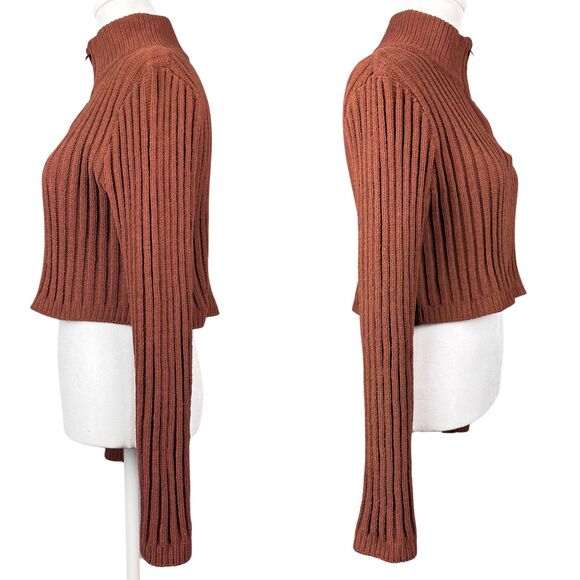Hazel Moon Sweater Cropped Women’s Ribbed Knit Pullover 1/4 Zip XL Classic Y2K - Picture 4 of 8